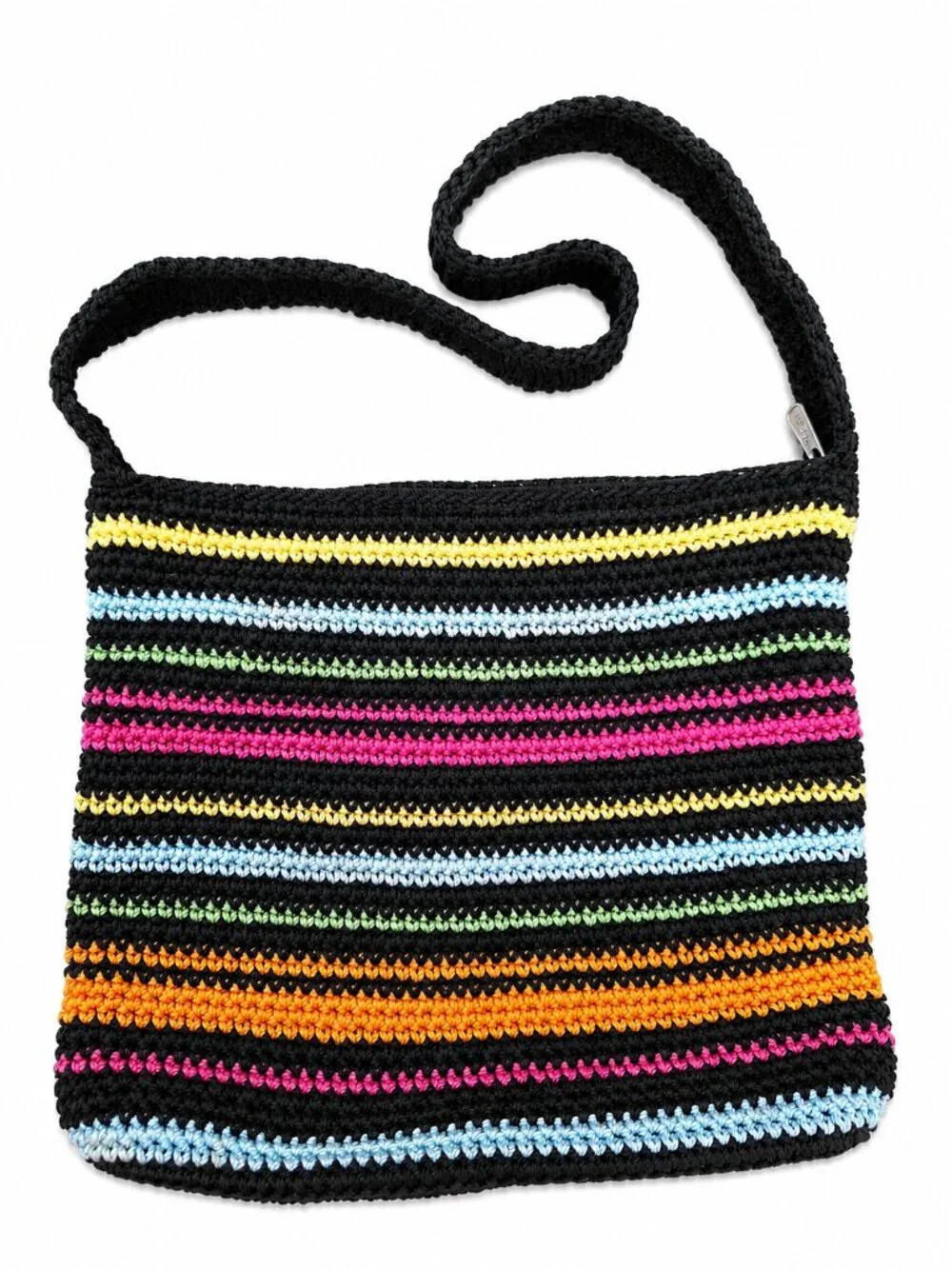 TheSak Crochet Shoulder Bag Y2K Colorful Striped Boho Retro Artsy Maximalist Fun